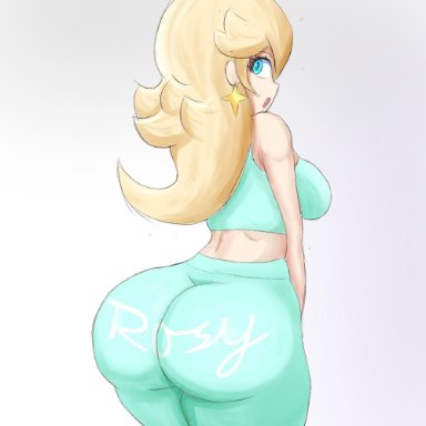 1girl, ass, ass focus, big butt, bimbo, blonde hair, blue eyes, booty, bottom heavy, dat ass, female, female focus, female only, mario (series), nintendo