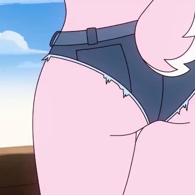 16:9, 2d animation, animated, anthro, anus, bottomwear, bottomwear pull, breasts, butt, clothed, clothing, clothing pull, dreamflower, dreamflowerbunny, female
