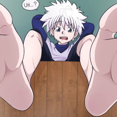 hunter x hunter, killua, feet, foot fetish, barefoot, gay, 1boy, male, yaoi, cute