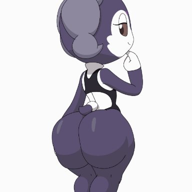 pokemon, indeedee, tansau, anthro, ass, ass clapping, big ass, bouncing ass, clapping cheeks, female, female only, gen 8, huge ass, looking at viewer, looking back