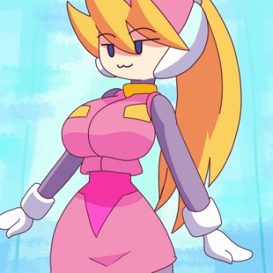 mega man, mega man (series), mega man zero, ciel (mega man), ichduhernz, tumother, :3, bouncing breasts, breasts, ciel (rockman), cleft of venus, hands on head, huge breasts, navel, nipples