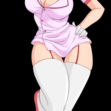 dragon ball, shounen jump, chichi, caisama, 1girls, black eyes, black hair, breasts, cleavage, huge breasts, milf, nurse, nurse cap, nurse uniform, syringe