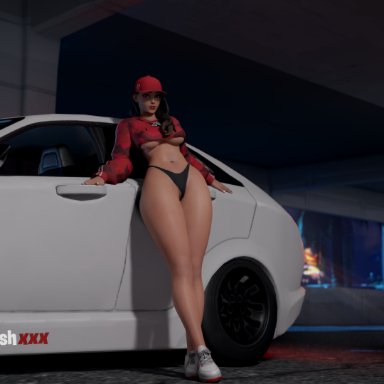 fortnite, ruby (fortnite), ghoulishxxx, car, hat, hoodie, night, ruby, sneakers, thick thighs, underboob