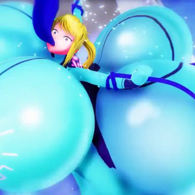 metroid, nintendo, samus aran, imbapovi, missmoonified, 1girls, bouncing breasts, breast expansion, breasts, bursting breasts, erect nipples, erect nipples under clothes, gigantic breasts, huge breasts, nipple bulge