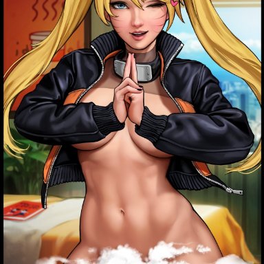 naruto, naruto shippuden, shounen jump, naruko, uzumaki naruto, aroma sensei, 1girls, areola, areolae, blonde hair, blue eyes, breasts, busty, female, female only