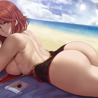 nintendo, super smash bros., super smash bros. ultimate, xenoblade (series), xenoblade chronicles 2, pyra, shexyo, 1girls, big breasts, female, female focus, female only, high heel boots, red eyes, red hair