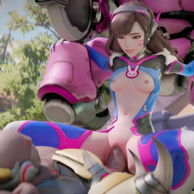 overwatch, d.va, doomfist, yeero, bbc, cowgirl position, dark-skinned male, riding, sex, skinny girl, straddling, 3d, animated, tagme, video