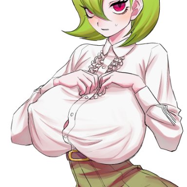 nintendo, pokemon, pokemon rse, gardevoir, seto reiichi, 1futa, big breasts, breasts, bulge, clothed, clothing, dress, erection under clothes, eye contact, fully clothed