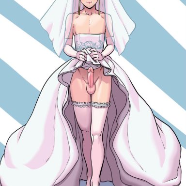 tekuho, bride, crossdressing, femboy, sissy, trap, wedding dress