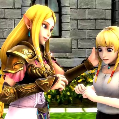 hyrule warriors, nintendo, ocarina of time, the legend of zelda, linkle, princess zelda, zelda (hyrule warriors), irasciblethings, 2girls, cute, female only, french kiss, hylian, kissing, lesbian