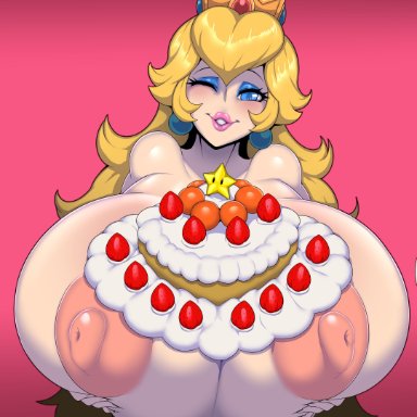 mario (series), nintendo, super mario 64, super mario bros., princess peach, ber00, 1girls, blonde hair, breasts, female, female only, huge breasts, hyper breasts, looking at viewer, solo