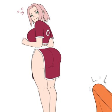 naruto, naruto (classic), naruto (series), naruto shippuden, sakura haruno, uzumaki naruto, biggies00, 1boy, 1girls, ass, bare legs, bbw, big ass, big breasts, big butt