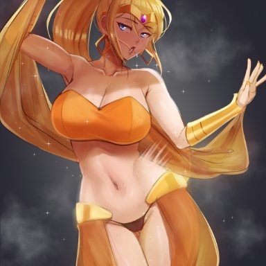 metroid, nintendo, samus aran, aestheticc-meme, 1girls, belly dancer, big breasts, bimbo, breasts, cleavage, female, female only, harem outfit, large breasts, solo