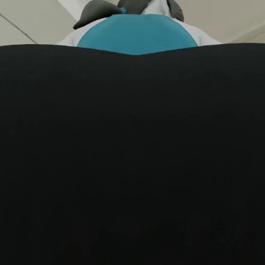 nintendo, wii fit, wii fit trainer, kishi, 1girls, ass, ass focus, ass shake, bent over, big ass, big butt, bimbo, black hair, blue shirt, dat ass