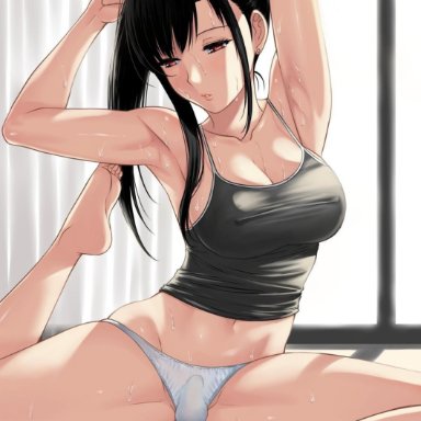 anonfutashopper (editor), xtermination, 1futa, 1girls, abs, armpits, arms behind head, breasts, bulge, bulge through clothing, cleavage, dickgirl, erect nipples, female, female only