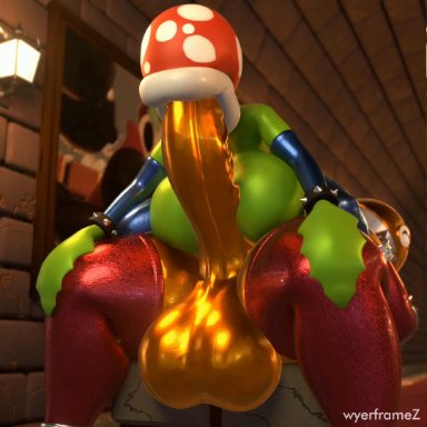 mario (series), nintendo, chain chomp, piranha plant, wyerframez, anthro, blowjob, deep throat, deepthroat, fellatio, futa on female, futanari, huge balls, huge breasts, huge cock