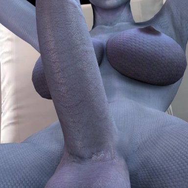 mass effect, asari, liara t'soni, dentol, 1futa, areolae, balls, big breasts, big penis, breasts, erection, futa only, futanari, large breasts, nipples