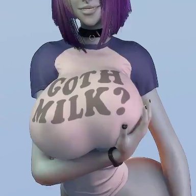 teen titans, raven, almightypatty, bimbo, bottomless, bouncing breasts, choker, goth, happy, huge ass, huge breasts, lips, looking at viewer, meme attire, open smile