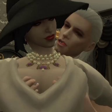 resident evil, resident evil 8: village, the sims 4, the witcher, alcina dimitrescu, geralt of rivia, 69, 69 position, anus, ass, big ass, big breasts, big penis, blowjob, cowgirl position