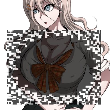 danganronpa, danganronpa (series), danganronpa v3, new danganronpa v3, iruma miu, naver, naverageart, big breasts, cleavage, huge breasts, massive breasts, school uniform, schoolgirl, shake your screen, meme