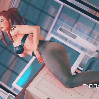 overwatch, brigitte, jessicat, 1girls, female, large breasts, masturbation, solo, thick thighs, 3d, animated, tagme, video