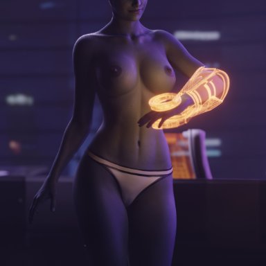 blender (software), mass effect, asari, liara t'soni, itwasmedio, alien, alien girl, alone, blue eyes, blue skin, collarbone, erect nipple, erect nipples, female, female focus