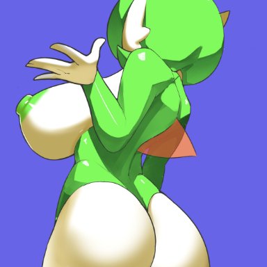 nintendo, pokemon, gardevoir, pok&#233;mon (species), ashraely, anthro, armwear, ass, big breasts, big butt, blush, bottomless, breasts, clothed, clothing