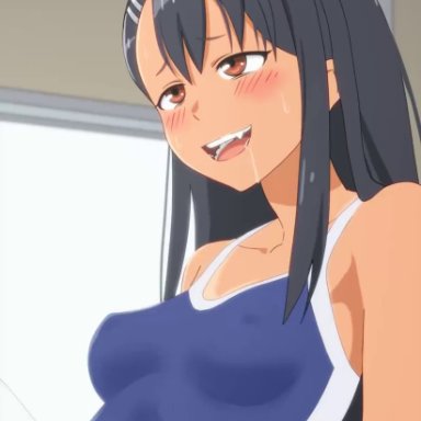 please don't bully me, nagatoro, hayase nagatoro, naoto hachioji (senpai), akino (artist), akinoya, 1boy, 1girls, classroom, clothed sex, cum, cum in pussy, cum inside, drooling, in classroom, one-piece swimsuit