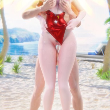 overwatch, lifeguard mercy, mercy, meltrib, blonde hair, cum in pussy, cum inside, dripping pussy, ejaculation, exposed breasts, exposed nipples, exposed pussy, from behind, groping, groping from behind
