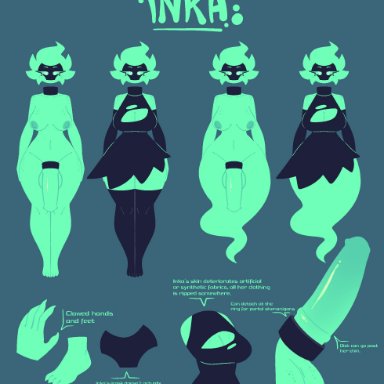 inka (inkplasm), original character, welwraith, 1futa, animal penis, balls, breasts, cleavage cutout, clothed, clothing, cock ring, fully clothed, futa only, futanari, horsecock