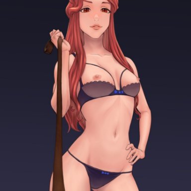 castlevania, castlevania (netflix), lenore (castlevania), lefocris, breasts, female only, femdom, leash, lingerie, long hair, nipples, panties, red eyes, red hair, ribbon