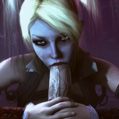 batman: arkham knight, harley quinn, pockyinsfm, blowjob, deep blowjob, deepthroat, eye contact, fellatio, oral, pov, 3d, 4k, animated, tagme, upscaled