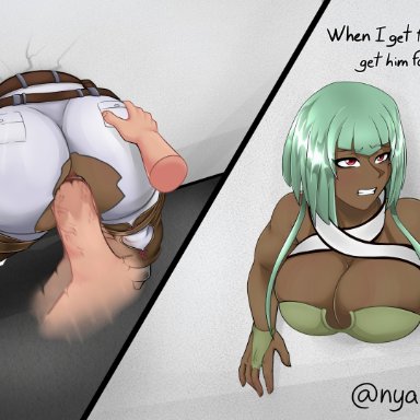 rwby, emerald sustrai, meowlinch, 1girls, anal, anal insertion, anal penetration, anal sex, angry, anus, ass grab, big ass, big breasts, big penis, dark-skinned female