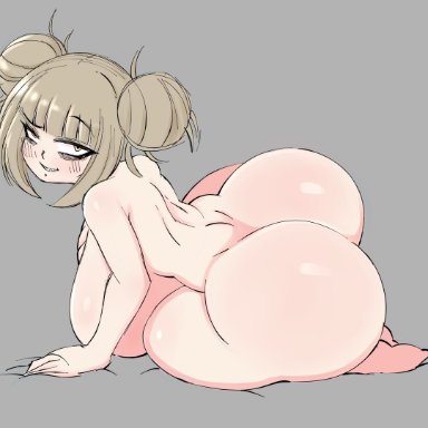 my hero academia, himiko toga, saltyxodium, 1girls, ass, big ass, big breasts, breasts, eye contact, female, huge ass, huge breasts, looking at viewer, nude, thick thighs