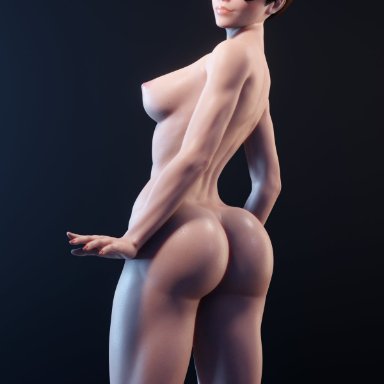 overwatch, tracer, tracer (overwatch 2), mavixtious, 1girls, areolae, ass, breasts, female, female only, goggles, looking at viewer, looking back, nipples, nude