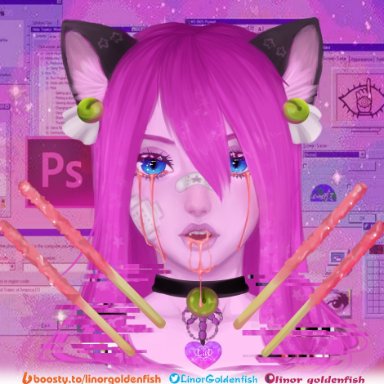 art, sfw, pink hair, neko, catgirl, cat ears, artstyle, anime