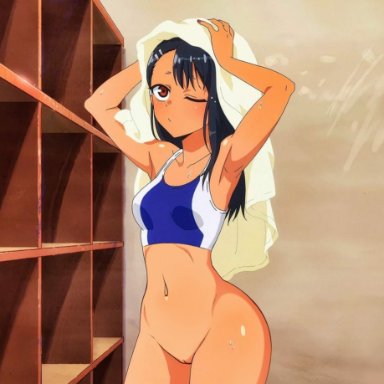 please don't bully me, nagatoro, hayase nagatoro, neo jared, bottomless, clothed, clothing, dark skin, female, thick thighs, edit, edited