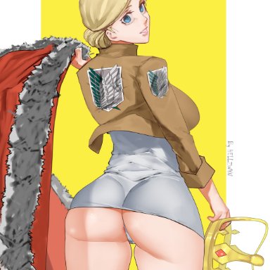 attack on titan, shingeki no kyojin, christa lenz, historia reiss, hell904, 1girls, ass, big ass, big butt, female, female focus, female only, looking at viewer, panties