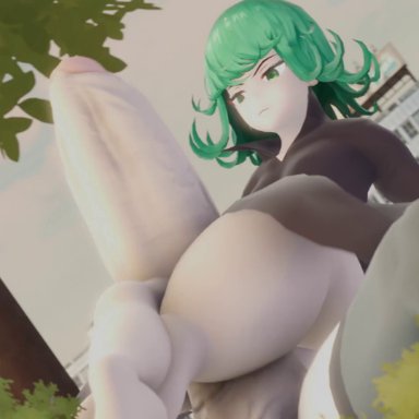 one-punch man, fubuki (one-punch man), tatsumaki, coaxel, futanari, huge balls, huge cock, hyper penis, incest, thigh sex, 3d, animated, no sound, sfm, video