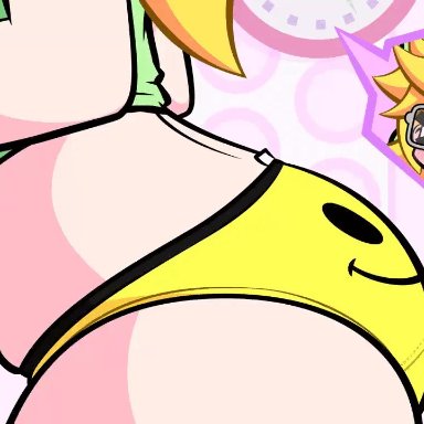 holly (plucknix), plucknix, &gt; &lt;, &gt;o&lt;, 1girl, 1girls, ass, blonde hair, blush, blushing, bubble butt, chubby female, female, glasses, green shirt