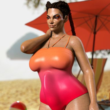 apex legends, loba, tiltproofno, 1futa, beach, big ass, big breasts, big bulge, big butt, big penis, bubble ass, bubble butt, bulge, chubby, chubby futanari