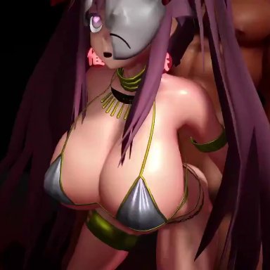 touhou, hata no kokoro, furui, furui 1111, anal, anal insertion, anal penetration, anal sex, big breasts, breasts, dark-skinned male, from behind, huge breasts, interracial, large breasts