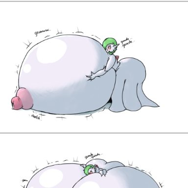 pokemon, pokemon (game), gardevoir, semi-stick, 1girls, ass expansion, breast expansion, huge ass, huge breasts, hyper, hyper breasts, immobile, lactating, lactation, sequence