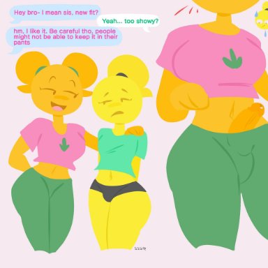 emojifam (sssir8), emoji (race), emoji bitch, emoji boi, sssir8, 1boy, 1futa, anthro, ass, blouse, blush, brother, brother and sister, crossdressing, curvy