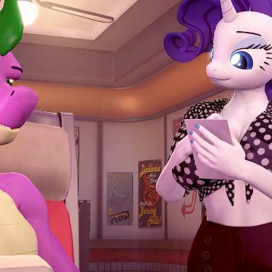 friendship is magic, my little pony, source filmmaker, rarity (mlp), spike (mlp), hentype, animal genitalia, anthro, anthro on anthro, big ass, big breasts, big penis, cum, cum in mouth, cum in pussy