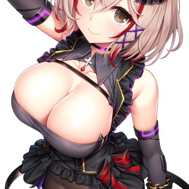 azur lane, roon (azur lane), lambda (kusowarota), blush, breasts, female, female only, panties, solo, solo female