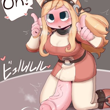 my hero academia, tsunotori pony, zkky, 1futa, big breasts, big penis, blonde hair, blush, breasts, clothed, clothing, cum, ejaculation, futa only, futanari