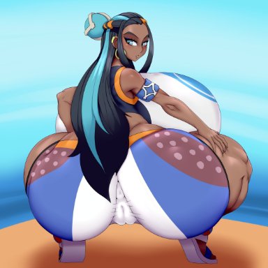 pokemon, pokemon ss, nessa (pokemon), ber00, 1girls, anus, ass, breasts, dark-skinned female, dark skin, female, female only, huge ass, huge breasts, solo