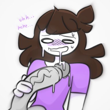 jaiden animations, jaidenanimations, youtube, youtuber, jaiden, sssir, sssir8, blush, brown hair, clothed, cum, cum on face, penis, text