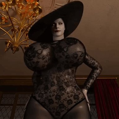 capcom, resident evil, resident evil 8: village, rn, alcina dimitrescu, ethan winters, serge3dx, 1girls, big ass, big breasts, big butt, bouncing breasts, female, female only, giant ass
